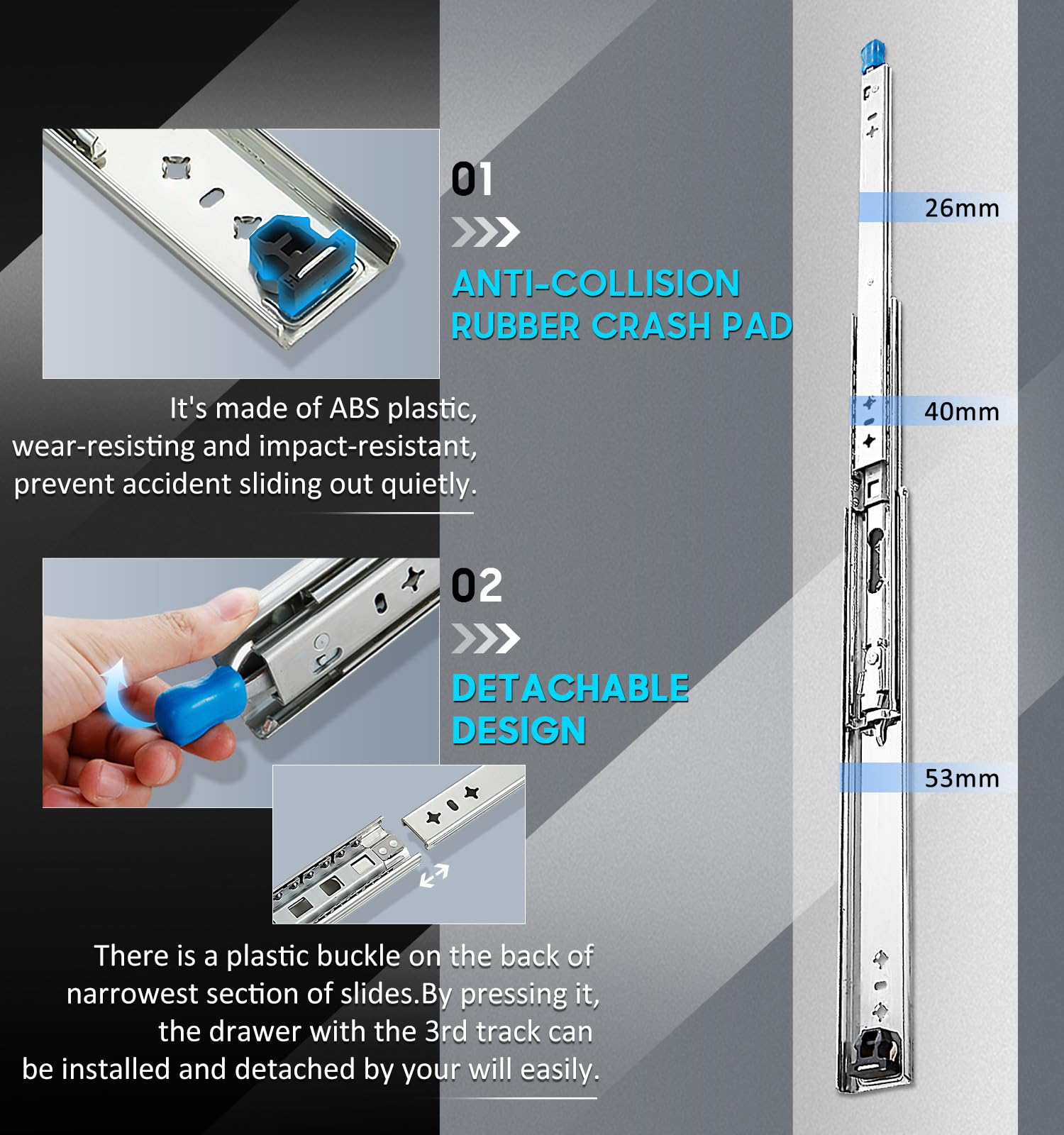 56in Pair 1000 - 2000mm 150KG Capacity Heavy Duty Trailer Drawer Slides Rails Runners Locking โ image 4