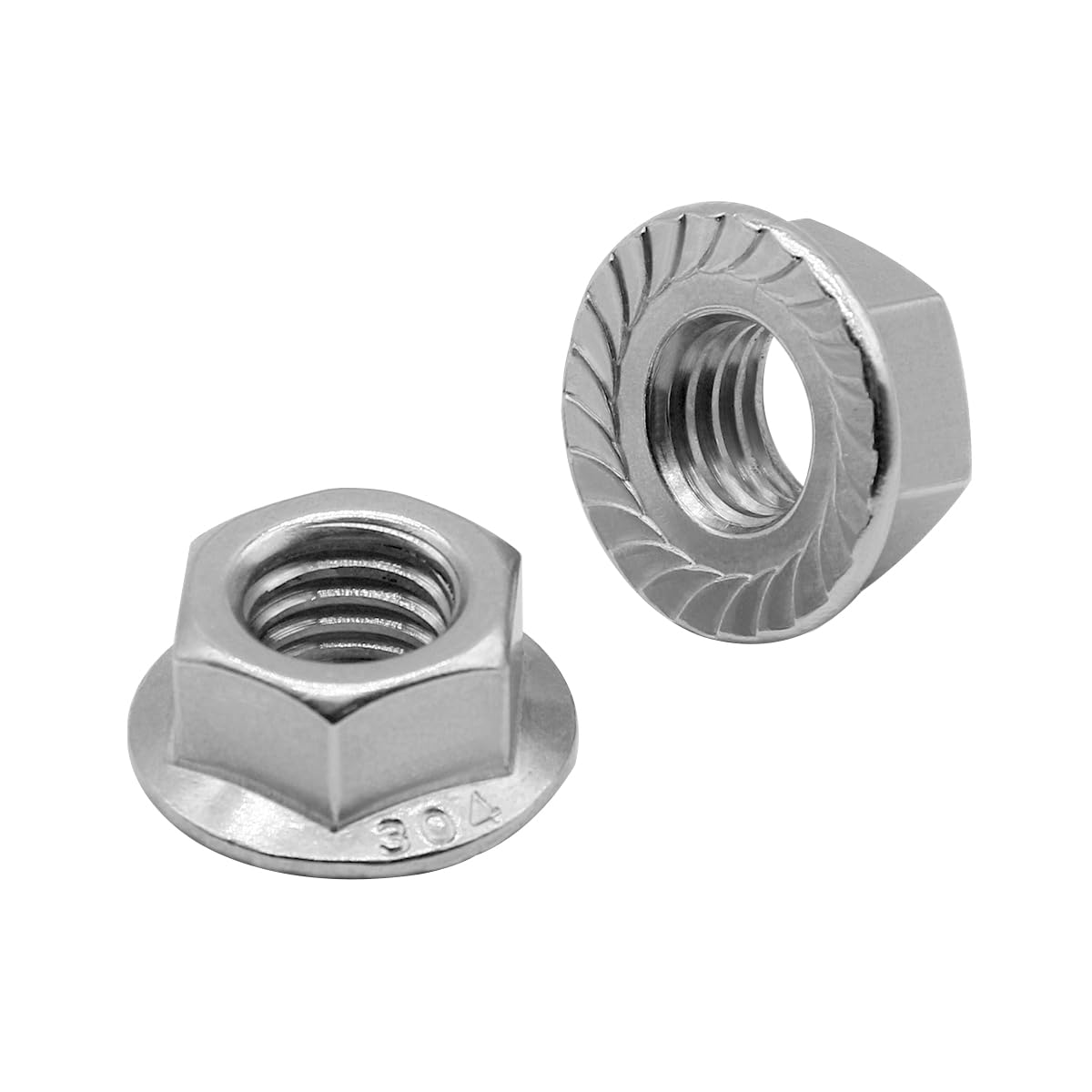 M6*1.0 Serrated Flange Hex Lock Nuts 304 Stainless Steel 18-8 Bright Finish (30PCS) โ image 3
