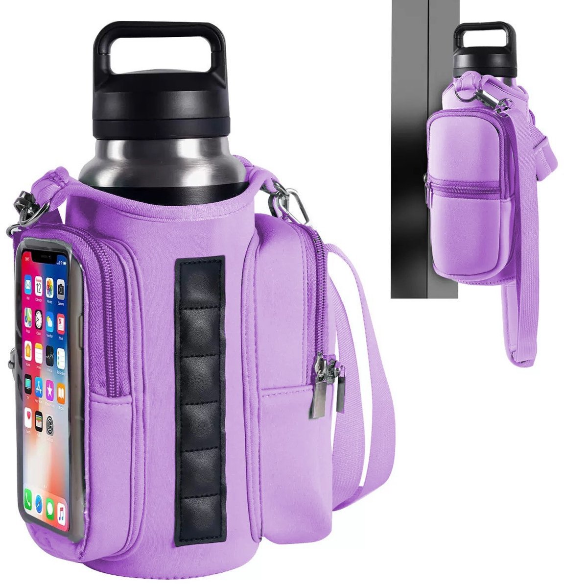 Magnetic Sports Bag with Adjustable Shoulder Strap - Includes Water Bottle Holder and Pocket - for Sports, Workouts, Travel & Work(Purple)
