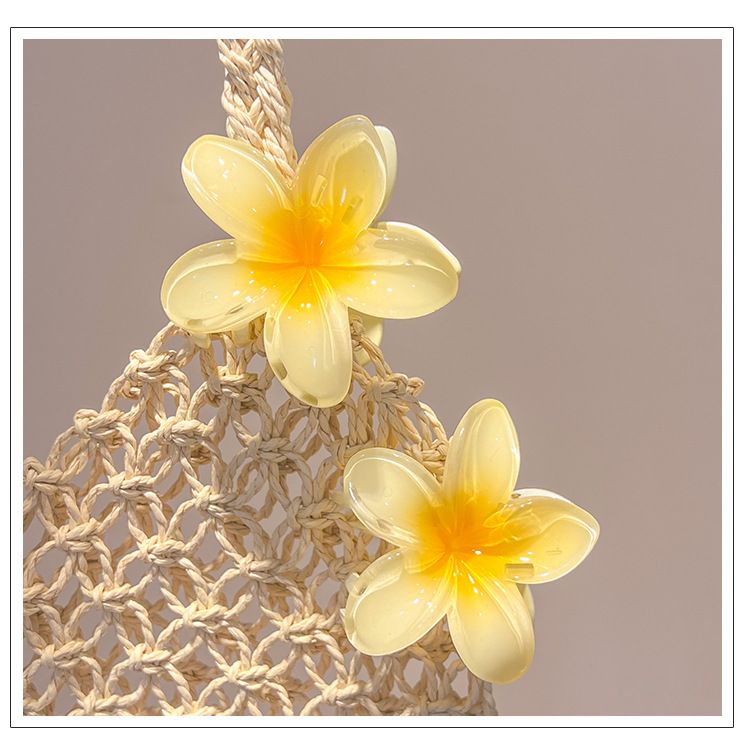 2 pcs Flower Hair Claw Clips - Hawaiian Flower Hair Claw Clips for Women | Preppy Flower Hair Clip | Plumeria Claw Clips — image 5