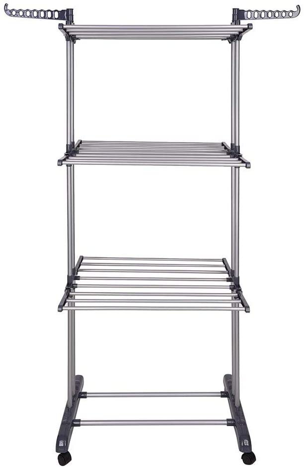 3 Tier Foldable Clothes Drying Rack for Laundry Dryer with Hanger Stand Rail Indoor โ image 3