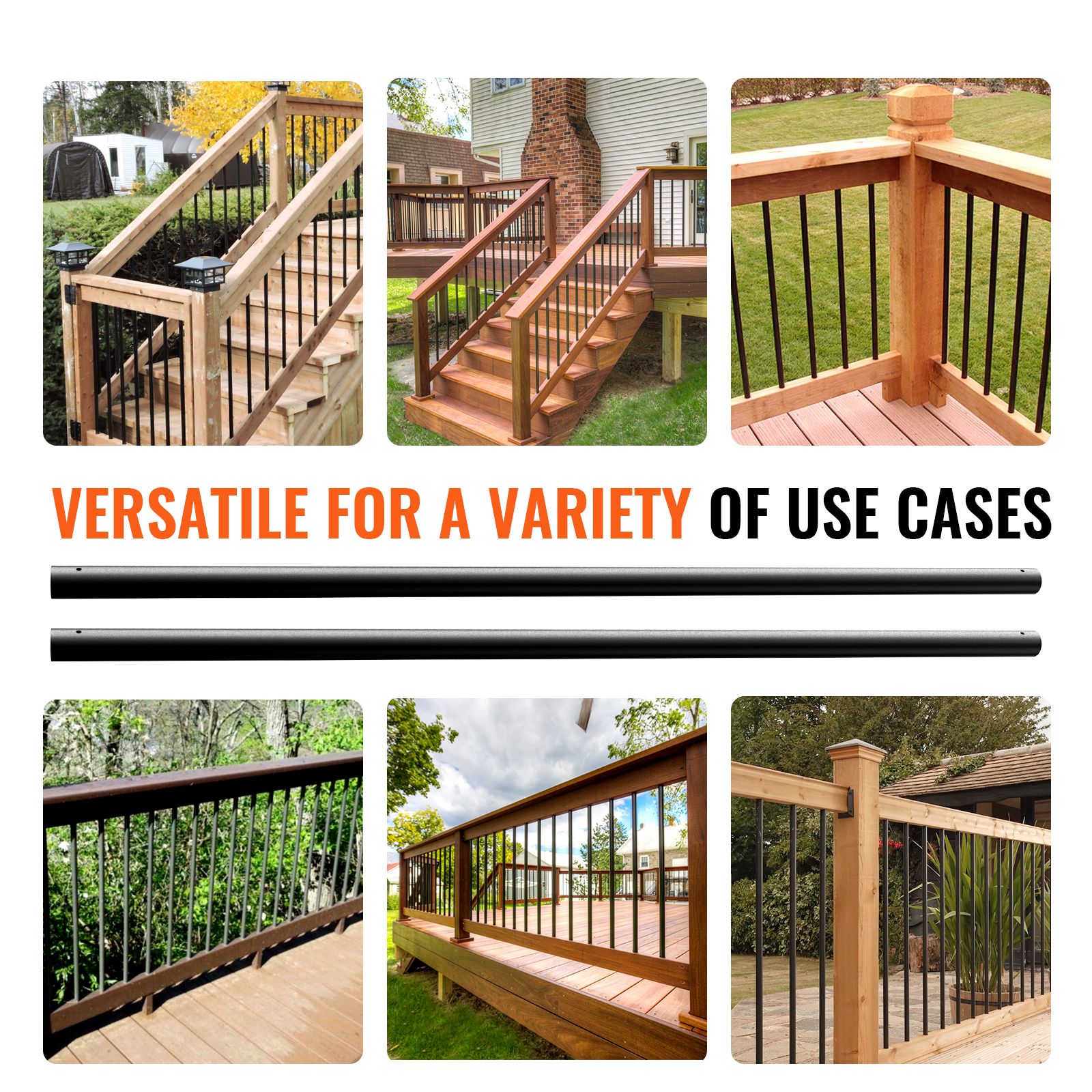 Staircase Metal Balusters, 3/4'' Round x 32'' Long Aluminum Decorative Banister Spindles, 101 Pack Deck Baluster with Screws, Classic Hollow Deck Railing Satin — image 6