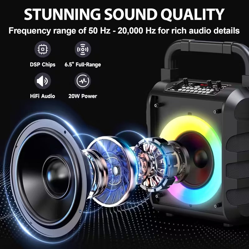 20W Portable Karaoke Speaker with Dual Wireless Mics — image 4