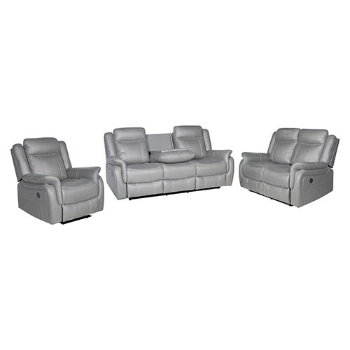 3-2-1 Seater Finest Grey Fabric Recliner Sofa Sturdy Construction Metal Mechanism — image 2