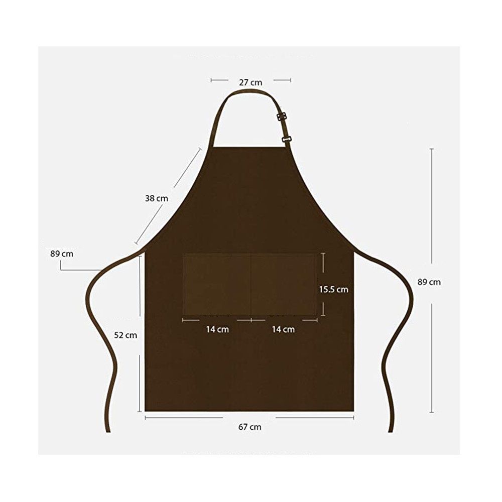 Kitchen Apron Waterdrop Resistant Cotton Apron with adjustable Aprons for Women with Pockets option Cooking Brown Apron (Brown) — image 5