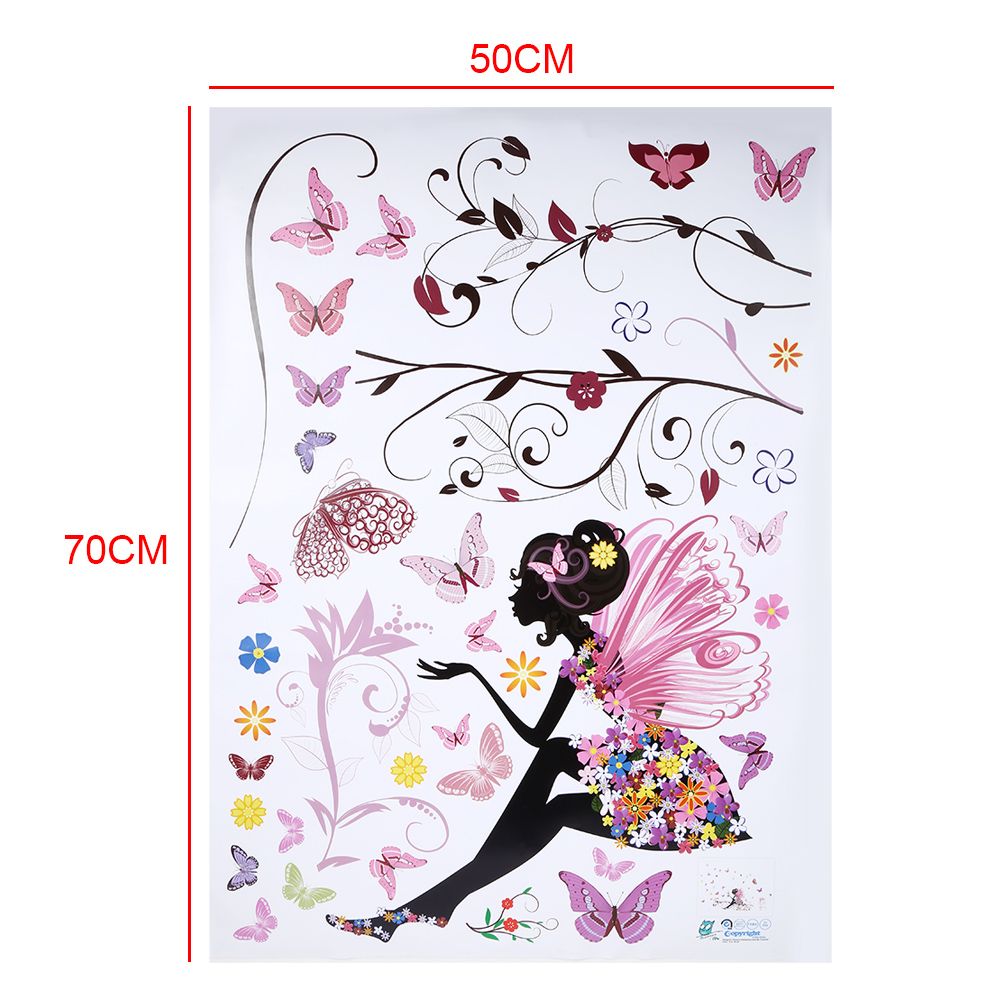 PVC Wall Sticker Fairy Flower Butterfly Vinyl Art Decal Girl Bedroom Home Decor Removable — image 4