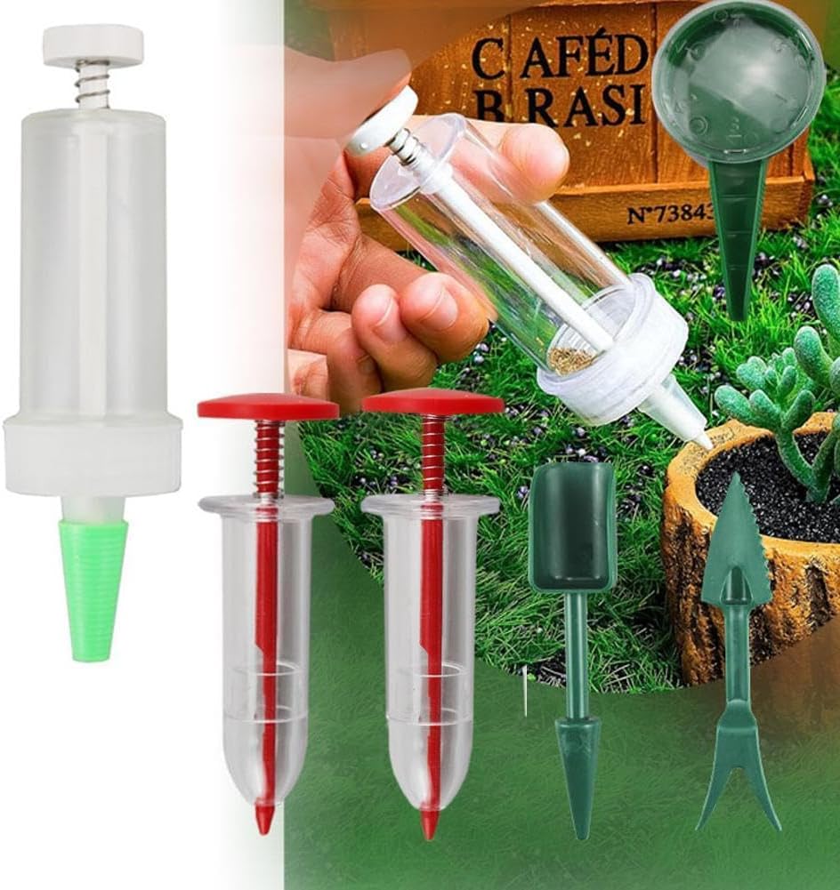Mini Seed Spreader, 2025 Upgrade Mini Sowing Seed Dispenser, Small Hand Seed Planter Tool, Manual Seedlings Dibber and Widger Set, Garden Seed Planter Seed — image 3