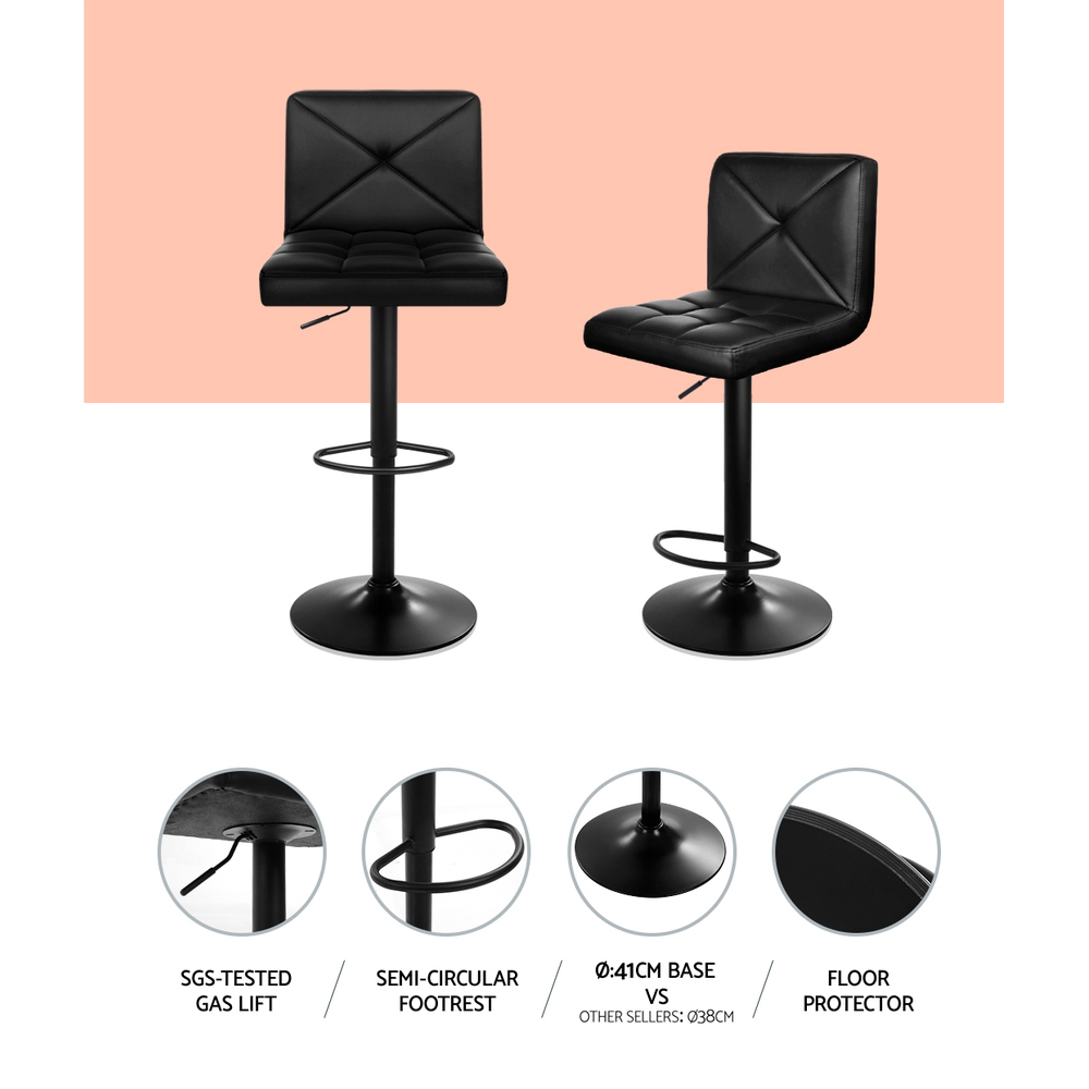 Artiss 4x Bar Stools Gas Lift Leather Chair Black โ image 5