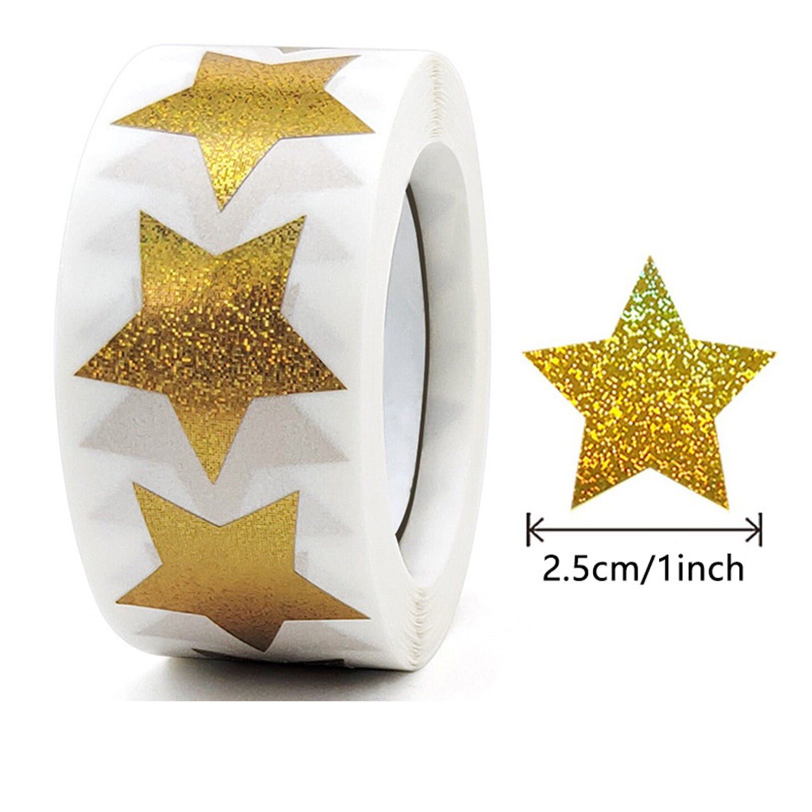 500PCS Gold Star Roll Stickers - 1 Inch Self-Adhesive Glitter Decals,for Kids, Classroom, Teachers, Wall Crafts, Sparkly Star Stickers for Rewards & Decor Gold — image 2