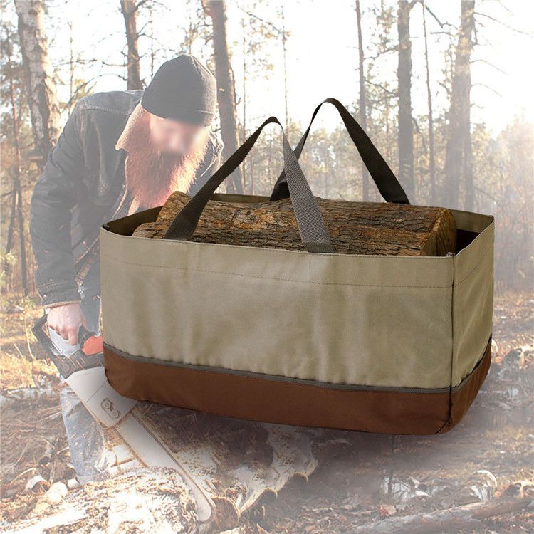 Carrier Bag, Large Portable Firewood Holder Carrier Tote Bag Indoor Fireplace Firewood Totes Bag Durable Outdoor — image 3