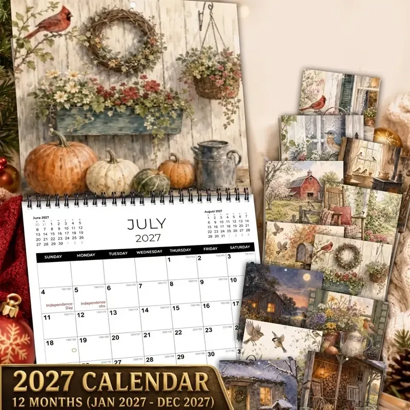 2027 Farmhouse Wall Calendar, 8.3-inch Square Writable Pages, Spiral Coil Hook Design, Perfect for Scheduling & Habit Tracking, Your Year-Round Planning Helper โ image 6