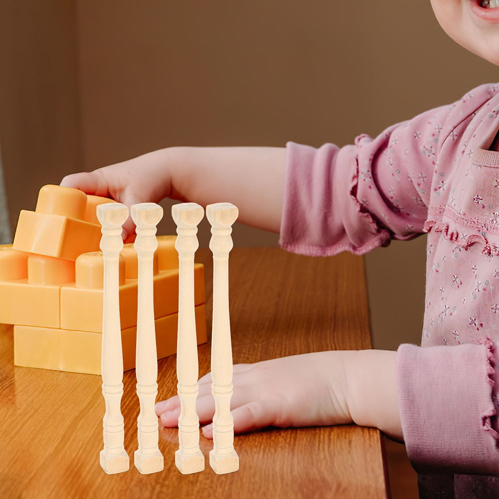 Set of 8 Realistic Khaki Wood Pillars for Dollhouse Decoration and Craft Projects — image 4