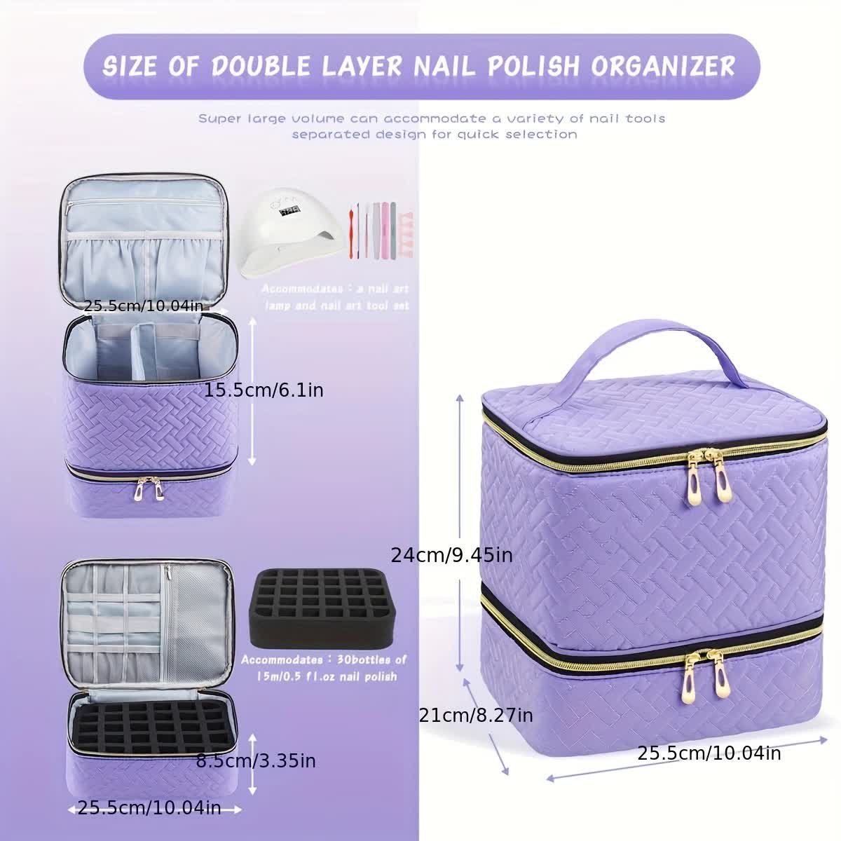 purple Double‑layer woven storage, scientifically organized with large capacity—Professional Nail Tool Carry‑on Bag, keeping tools perfectly ordered — image 2