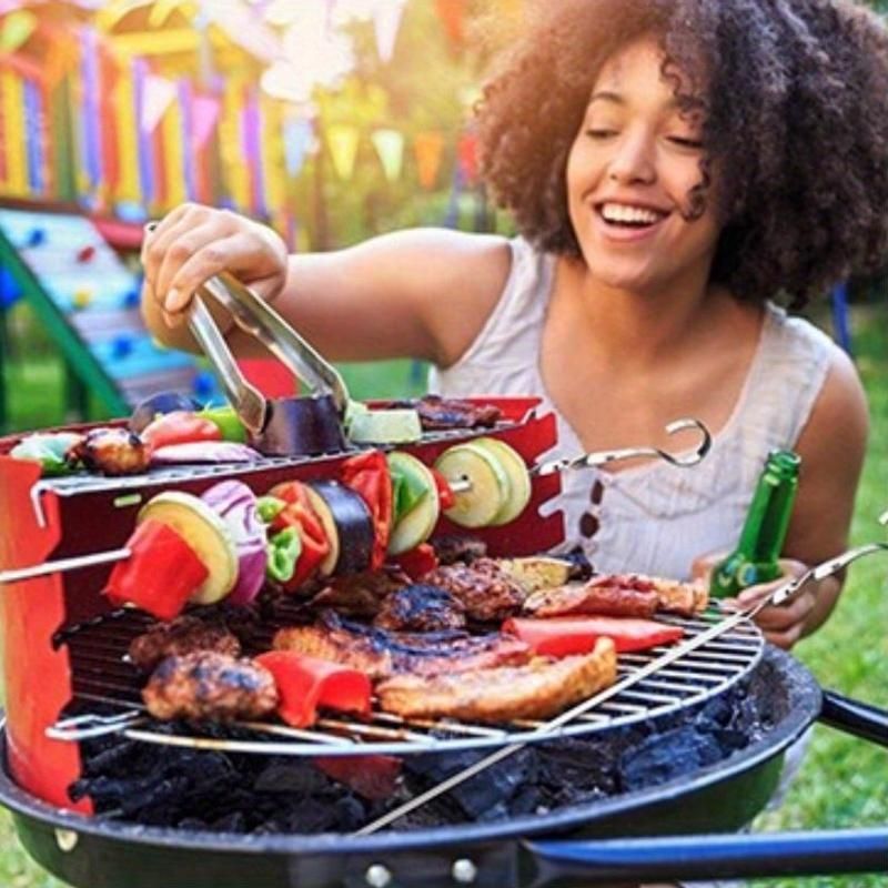 BBQ skewer set, outdoor barbecue Australia, stainless steel skewers, wooden handle skewers, portable skewer set, kebab sticks, grilling accessories — image 6