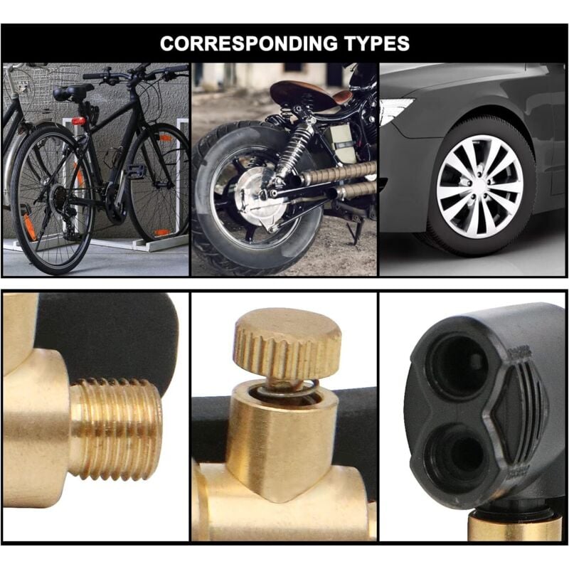 2 pcs Car Tire Valve Adapter, Inflator Nozzle, Adapter, Threaded Replacement Pump Head With Double Valve, For Car — image 3