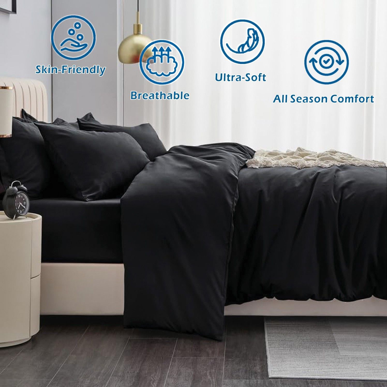 3 Piece Hotel Soft Microfiber Quilt Cover Set-2000TC Duvet/Donna Cover Set & Pillowcases -1 Quilt Cover Zipper Closure & 1 x Pillowcases-Breathable Bedding — image 2