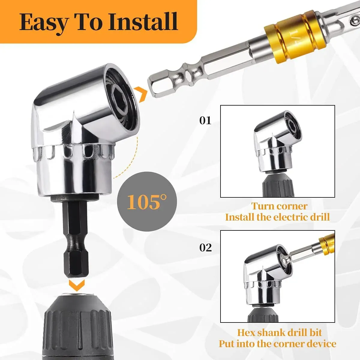 Socket Adapter Set Hex Shank to 1/4in 3/8in 1/2in Impact Driver Drill 3pcs - Black — image 6