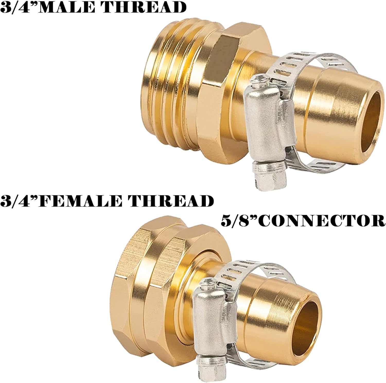 Garden Hose Repair Connector with Clamps, Fit for 3/4" or 5/8" Aluminum Garden Hose Fitting, Male and Female Hose Fittings, 4 Sets โ image 2