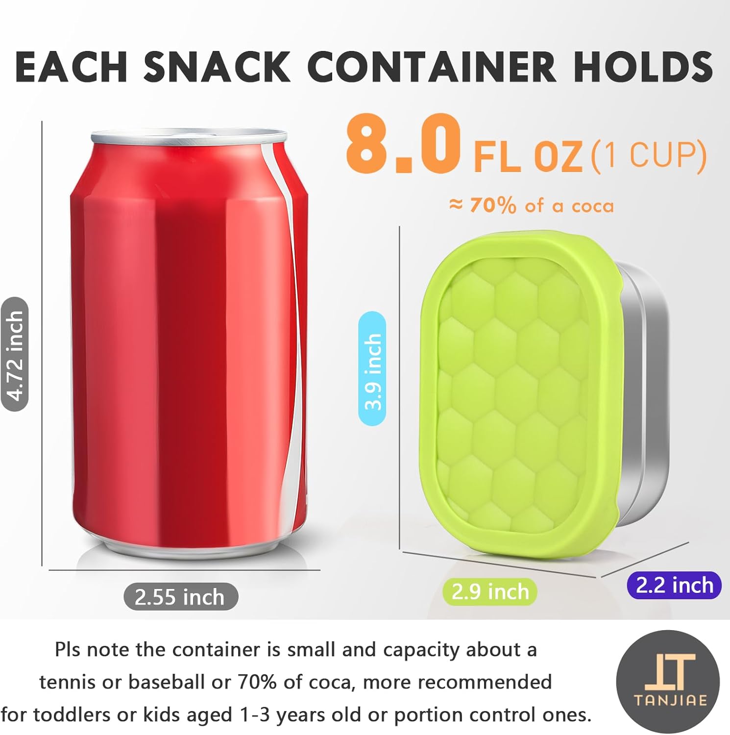 4Pack 8oz Small (1 CUP) Stainless Steel Snack Containers for Kids | Reusable Easy Open Toddler Snack Containers with Silicone Lids | Stackable Toddler Lunch โ image 2