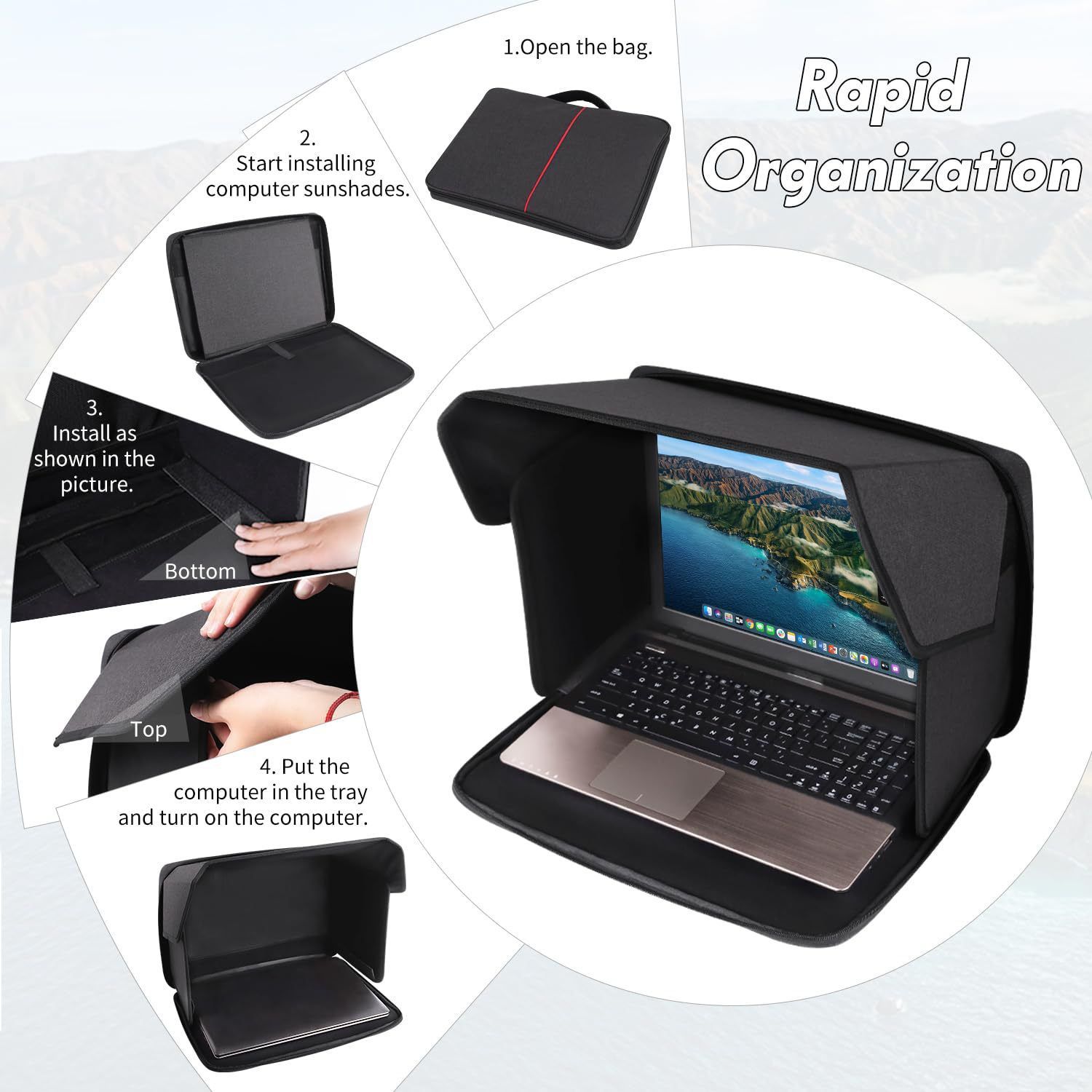 Laptop Sun Shade,Lightweight Laptop Sun Glare Shield Privacy Cover for Working Outside,Computer Privacy Hood Foldable and Portable Shield Cover Computer Hood โ image 4