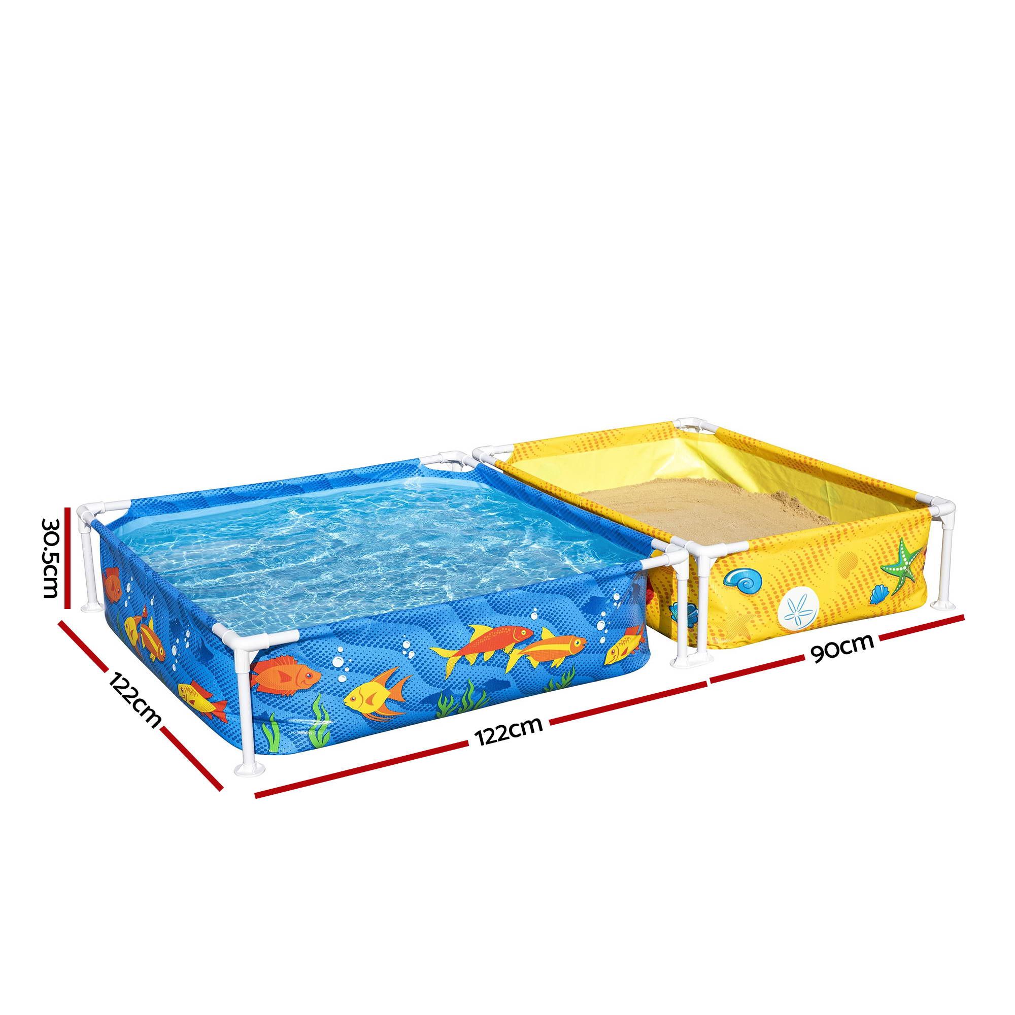 Bestway 2-in-1 Kids Pool and Sandpit Set 122cm/90cm Metal Frame Yellow Blue โ image 2