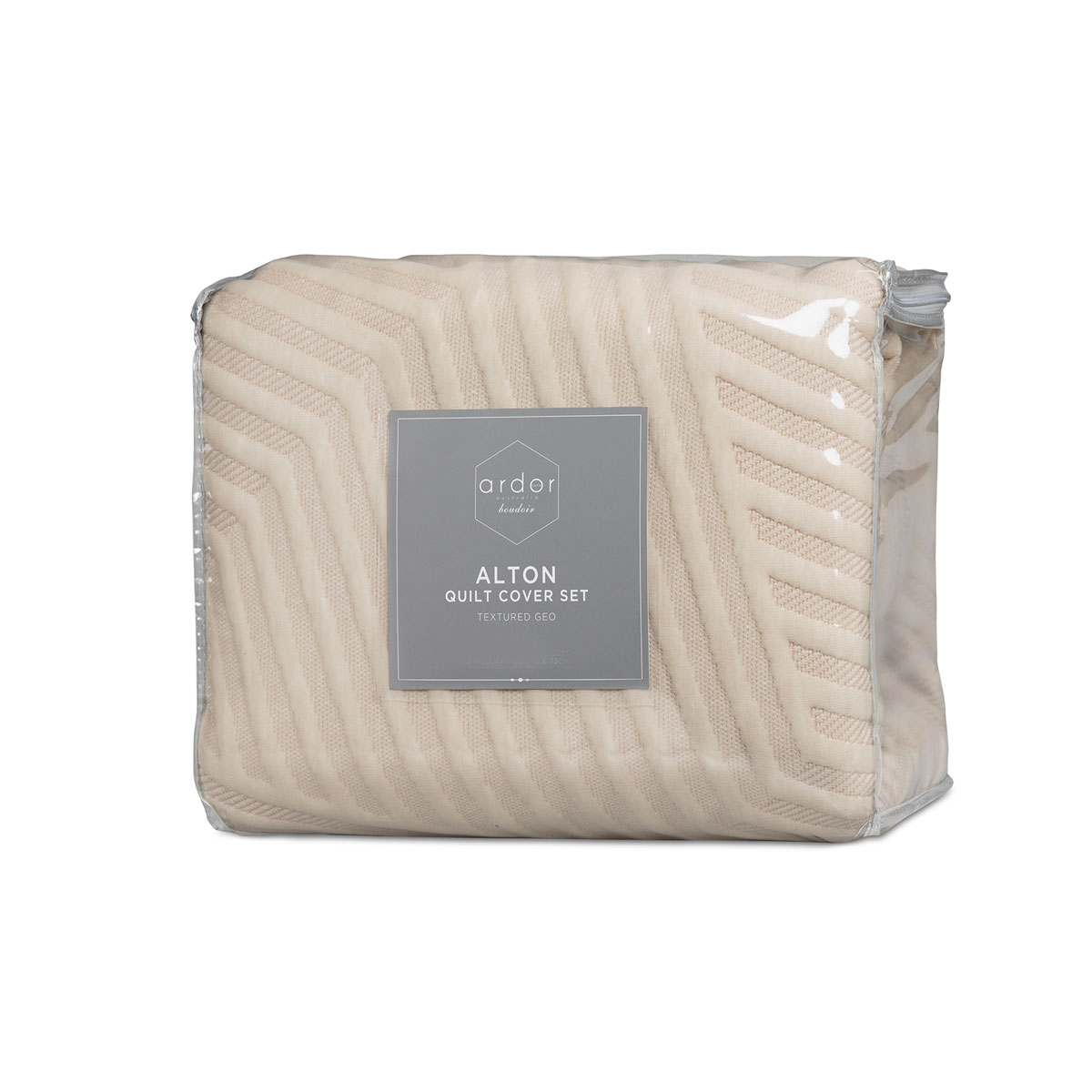 Ardor Alton Linen Jacquard Embossed Texture Geo Quilt Cover Set Queen — image 4