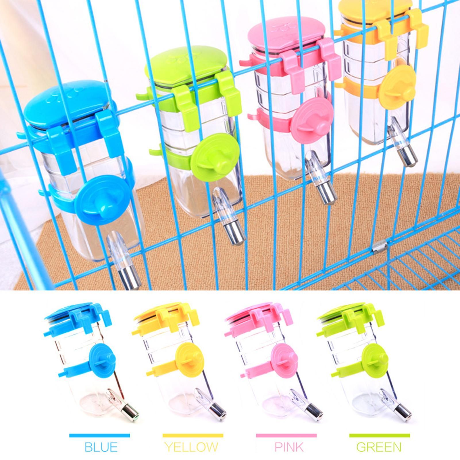 Hanging Pet Water Bottle 350ML Cage Mounted Feeder with Steel Ball Nozzle - Pink โ image 3