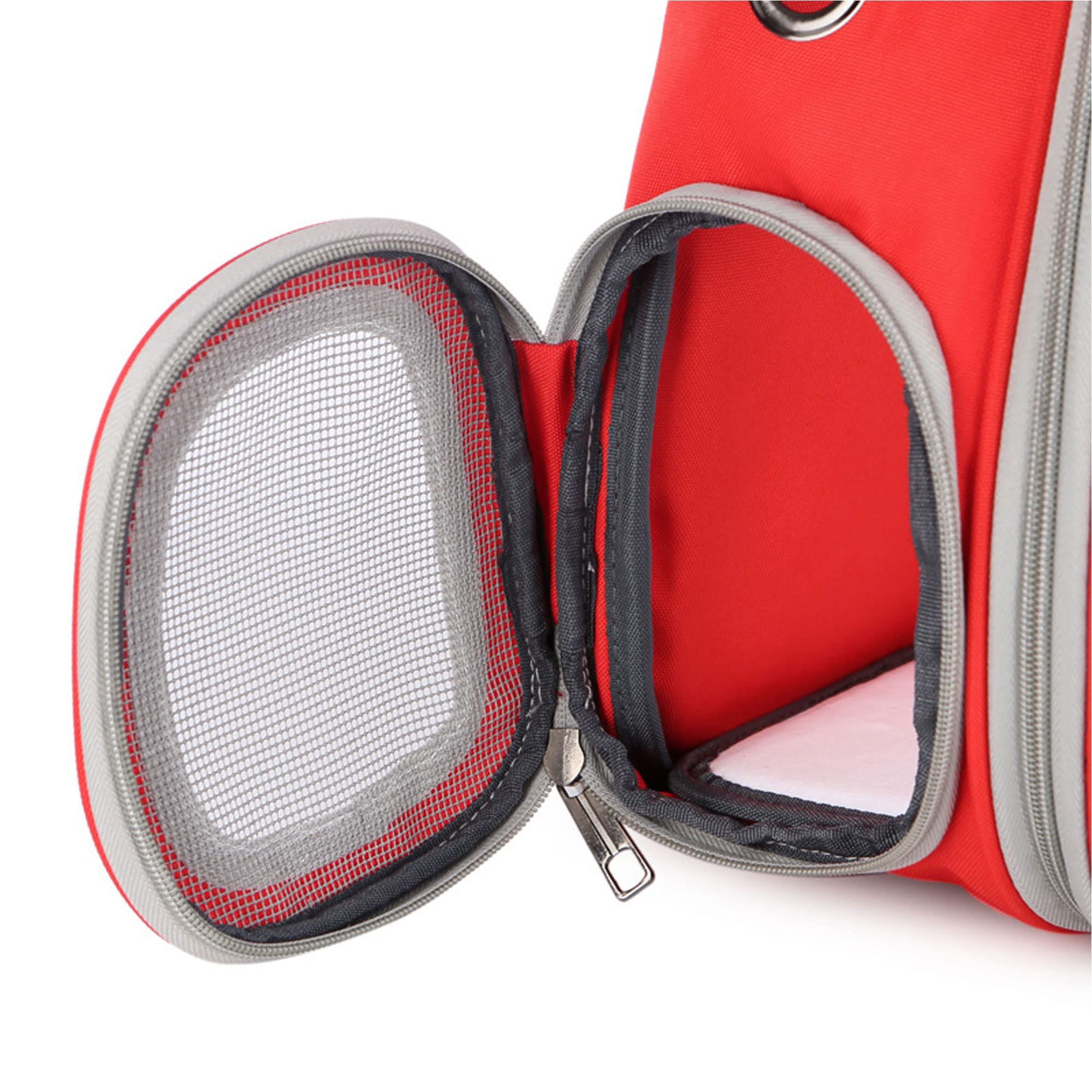 Cat Backpack Bubble Expandable Foldable Breathable for Small Medium Dogs Cats, Space Capsule Bubble Window Pet Carrier (red) — image 4