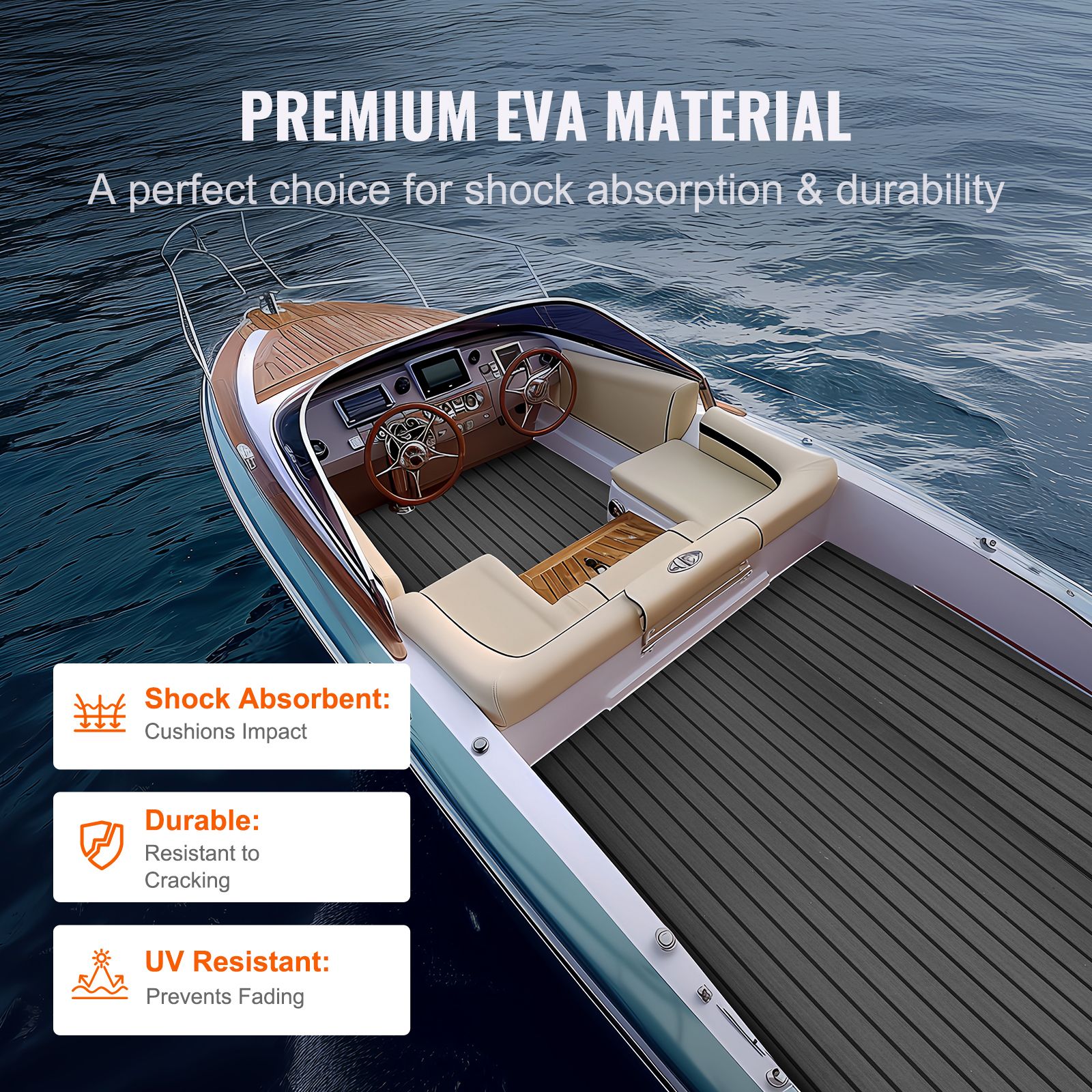 Boat Flooring, EVA Foam Boat Decking 94.5" x 17.7", Non-Slip Self-Adhesive Flooring, 11.6 sq.ft Marine Carpet for Boats, Yacht, Pontoon, Kayak Decking — image 4