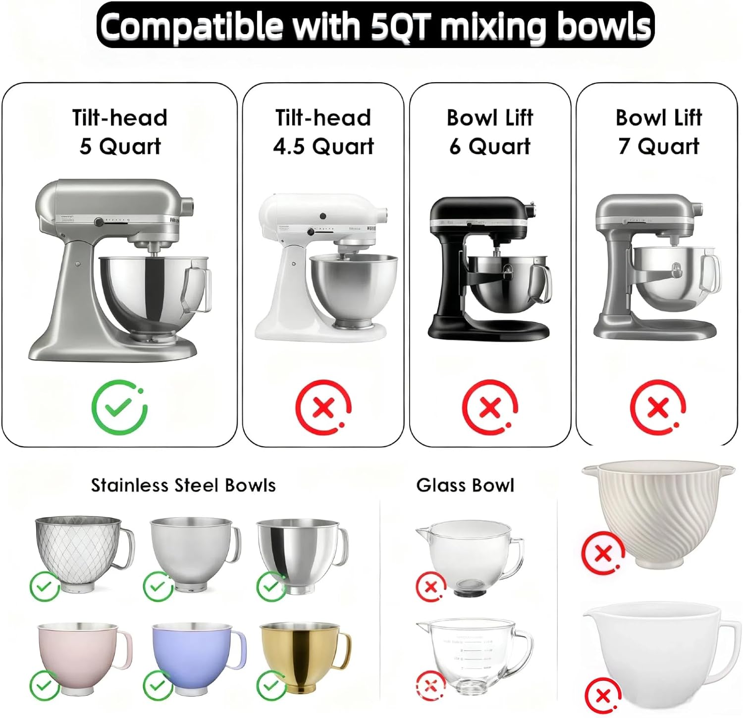 Upgraded Silicone Bowl Liners for KitchenAid 5 Qt Mixers,Thickened Silicone Liners Fits Tilt-Head Stand Mixers,Dishwasher Safe,Replacement Bowl Accessories for — image 5