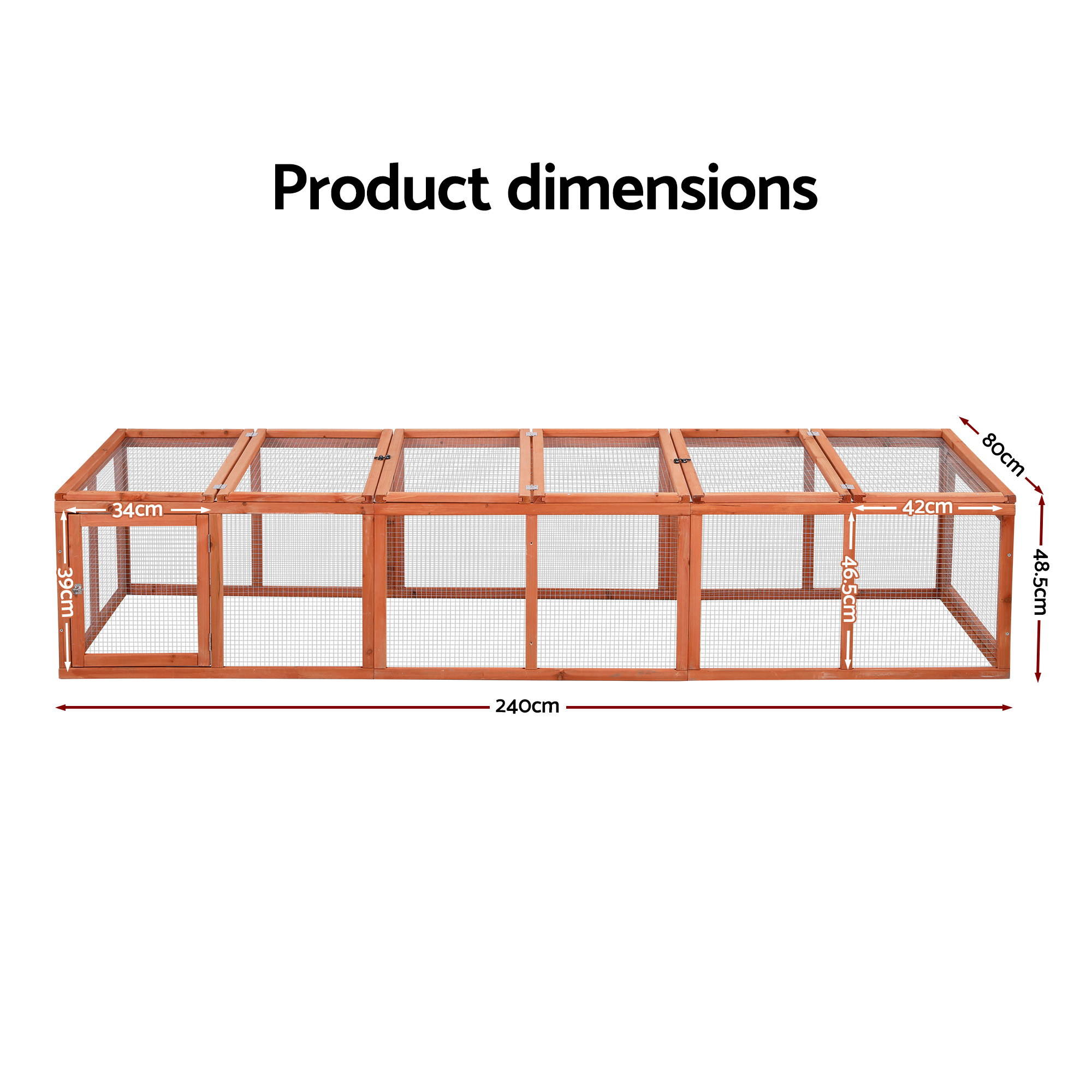 i.Pet Chicken Coop Wooden Pet Run Rabbit Hutch Large Outdoor Cage with Play Area Brown โ image 2