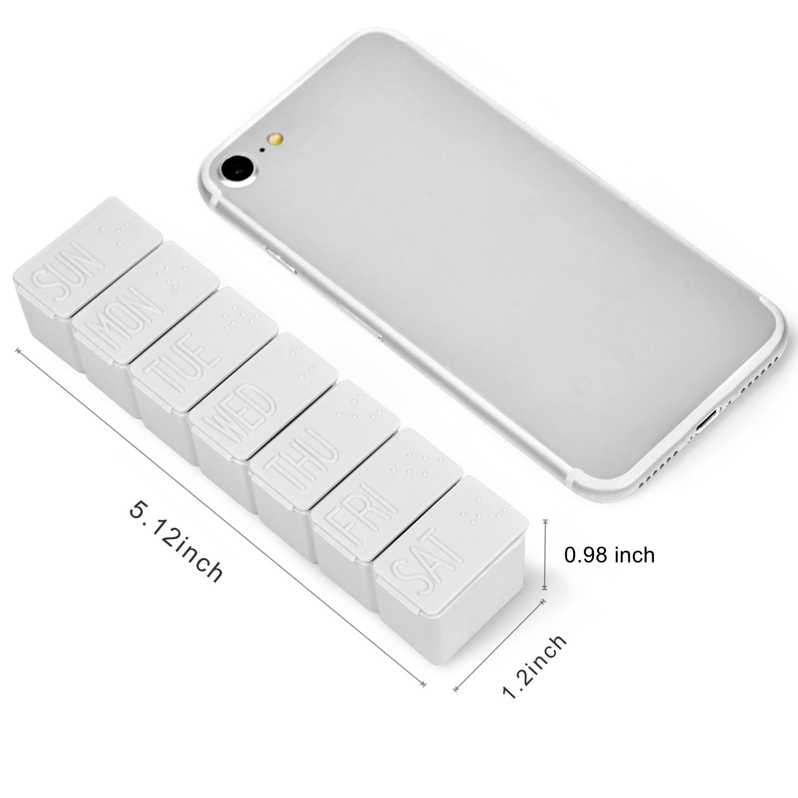 2pcs Pill Organizer-Pill Boxes for Travel, 7 Day with Braille Pill case Vitamins Fish Oil Supplements, Medication Organizer Dispenser (Beige) — image 5