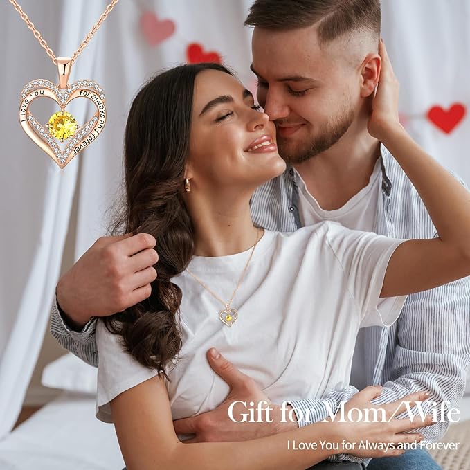 18K Rose Gold Necklaces for Women, 929 Sterling Silver Gifts for Mothers Day, Jewelry for Wife Mom Her Girlfriend, Birthstone Diamond Necklace for Birthday — image 3