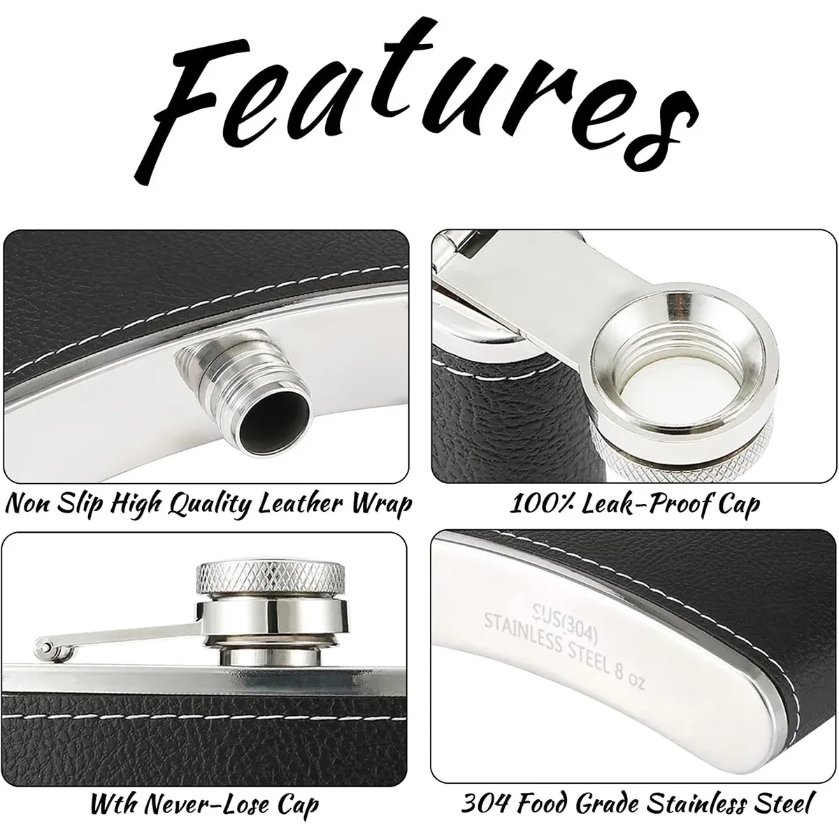 8oz Stainless Steel Wine Flask Portable Flat Metal Outdoor Bottle Gift Set Use - Yellow Pattern ā image 5