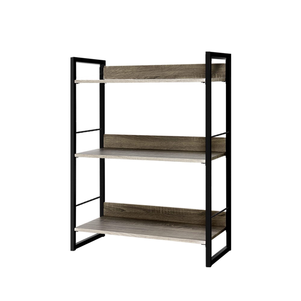 Artiss Bookshelf 3 Tiers - NOE Black and Oak — image 3