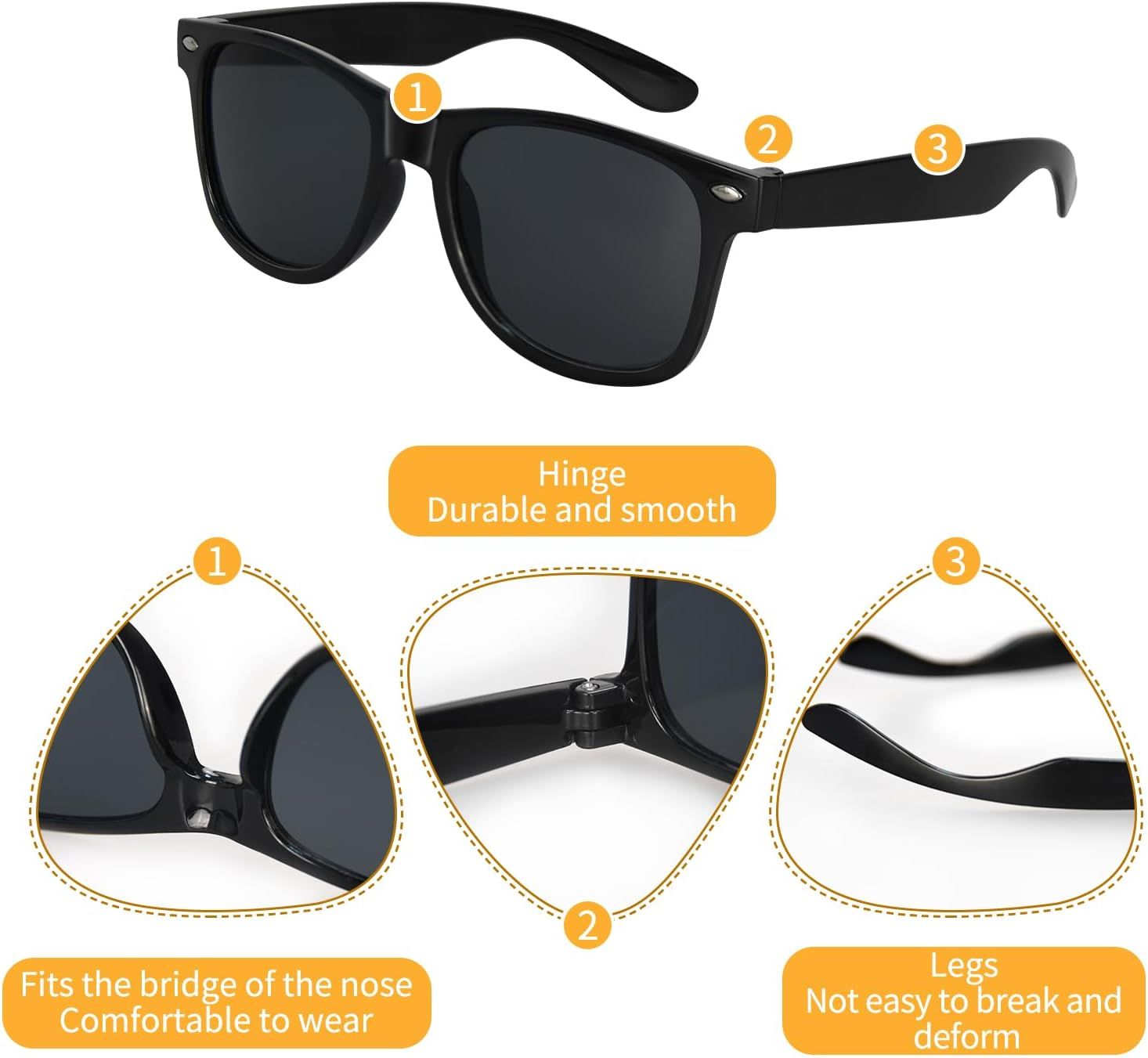 3 Pack Kids Sunglasses Set, Colourful Outdoor Eyewear for Dress Up, Parties, Holidays, Photography and Everyday Play — image 5