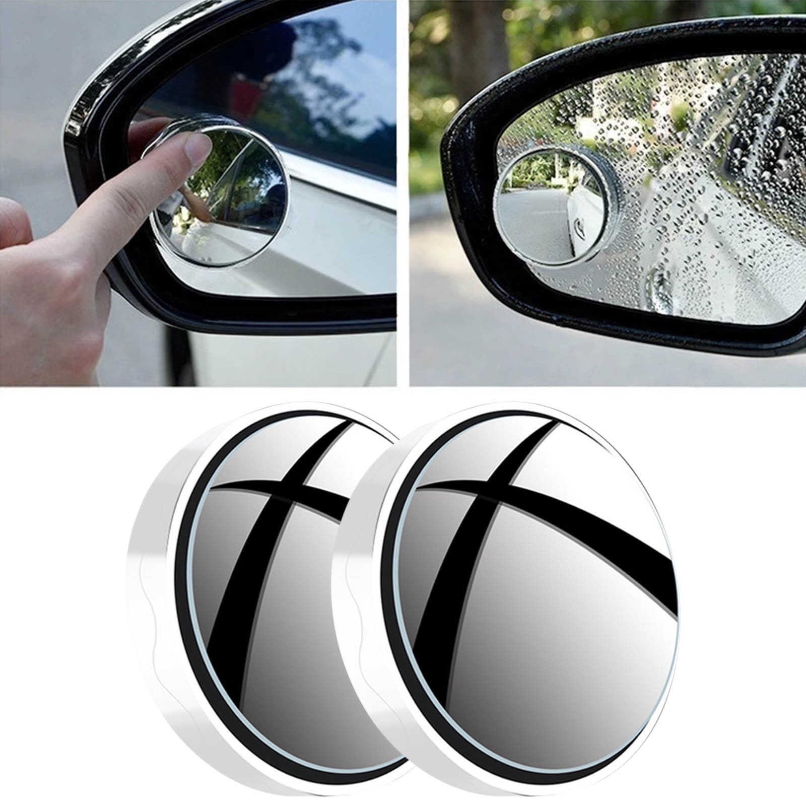 2 Pieces Suction Cup Car Convex Blind Spot Mirror,Blind Spot Mirror, 360° Wide Angle Side Rear View Mirror, Reversing, White