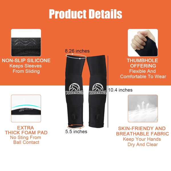 Volleyball Knee Pads and Arm Guards with Thumb Holes High Protection Plate for Women Teenage Girls Training Equipment โ image 3