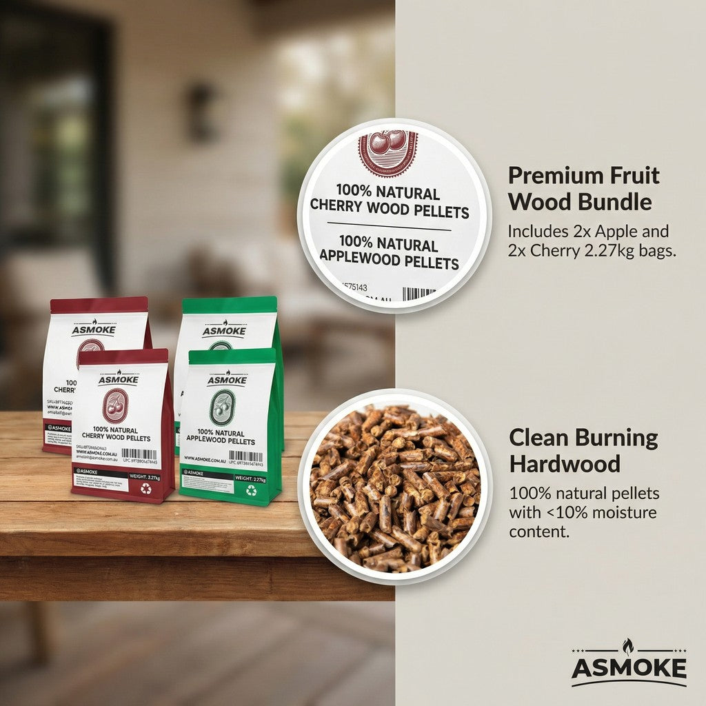 ASMOKE 20lbs (9kg) Wood Pellet Sampler Bundle - 2-Flavour Variety Pack (2x Cherry, 2x Apple) - Best for Pork, Ribs & Poultry — image 5