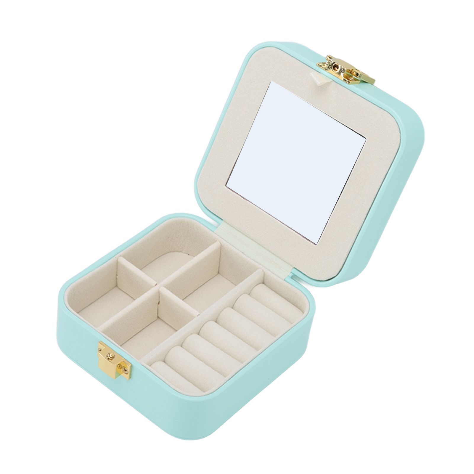 Jewelry Case Small Jewelry Box Organizer Display Storage Portable for Rings and Earrings Mint Green โ image 3