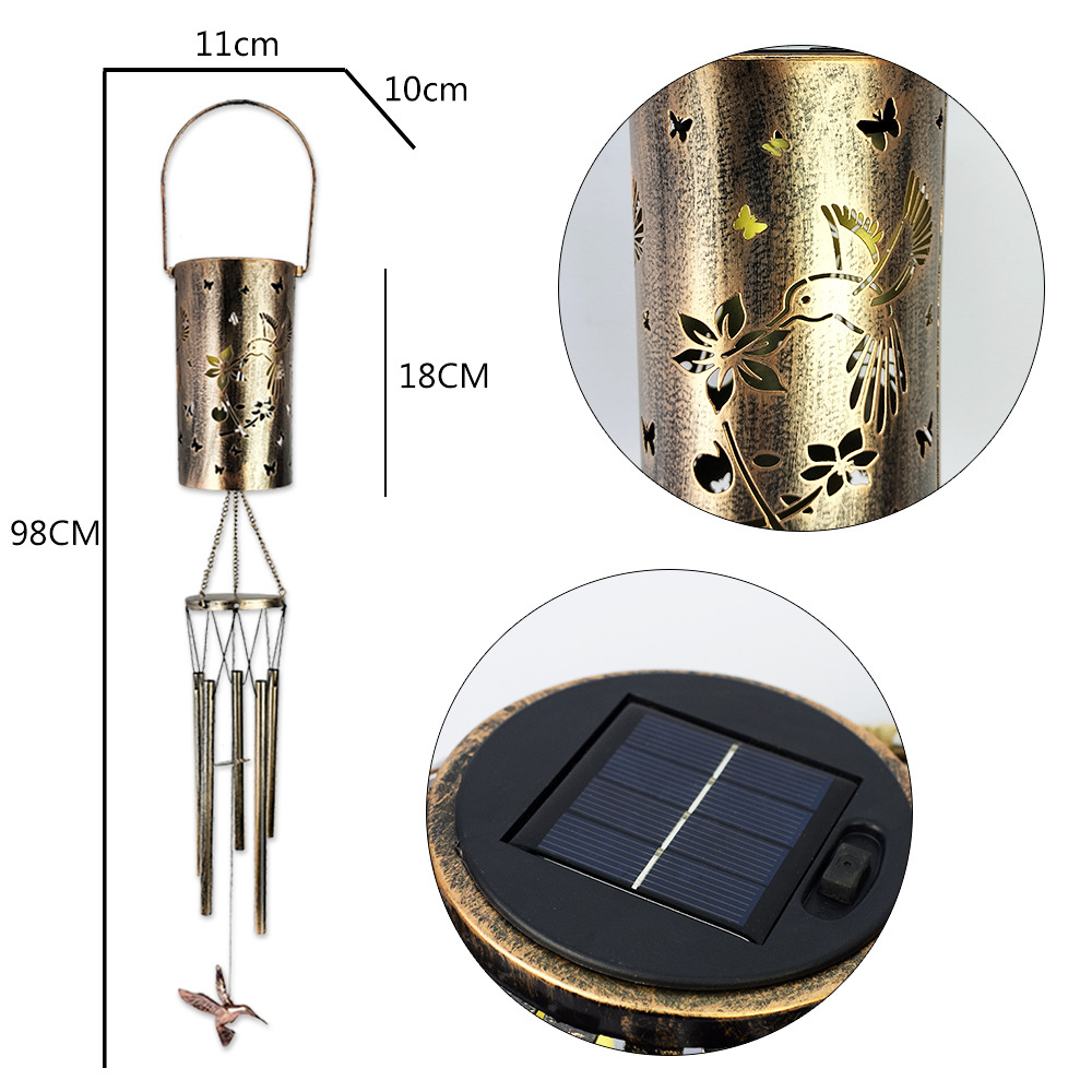 Butterfly Solar Wind Chime Lantern with Iron Art Projection Waterproof Decorative Light for Garden and Local Home Landscapes Elegant Outdoor Illumination — image 3