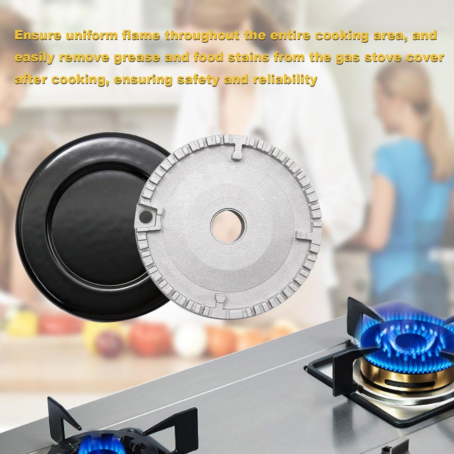 8 PCS Cooker Hat Set Stove Lid Upgraded Oven Gas Hob Burner Crown Flame Cap Gas Burner Flame Cap Fits Most Gas Stove Burners โ image 3