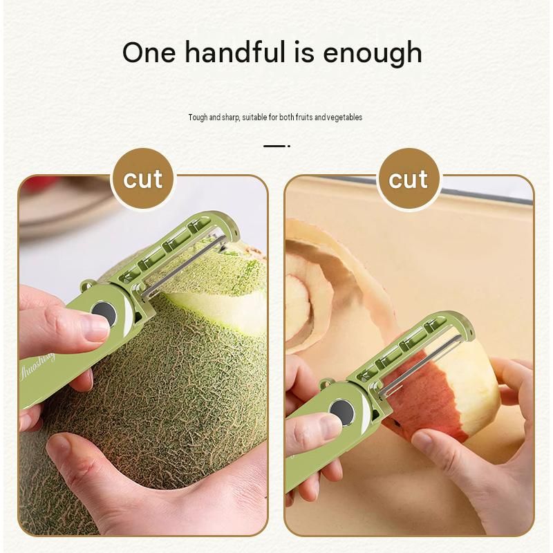 White Portable Folding Fruit Peeler - Stainless Steel Blade, ABS and PP Handle - Compact 9cm Design, Travel Friendly Kitchen Tool for Camping and โ image 3