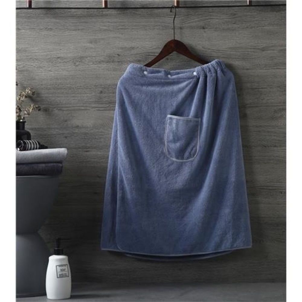 Men's towel bag, ultra-fine fiber towel soft and comfortable absorbent body bag with oversized button design, ( blue) โ image 2