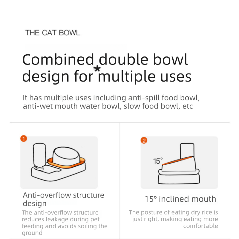 2 pcs Grey and White Cat Feeding Station with Water Dispenser & Slow Feeder Bowl Plus Cat Scratching Mat Set Brown 40x60cm Pet Dining and Furniture Protection — image 6