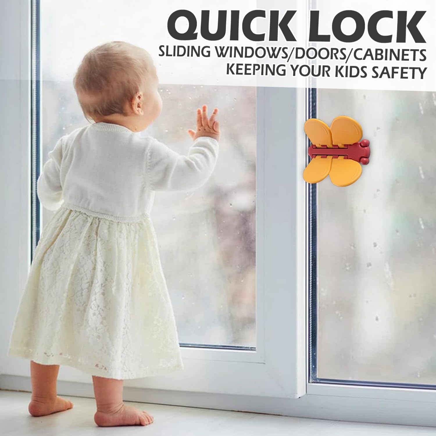 Child Lock Window Locks - Child-Safe Sliding Door Lock - Dragonfly Motif - Child Lock - Suitable for Windows and Doors - Quick-Sliding Door Lock โ image 3