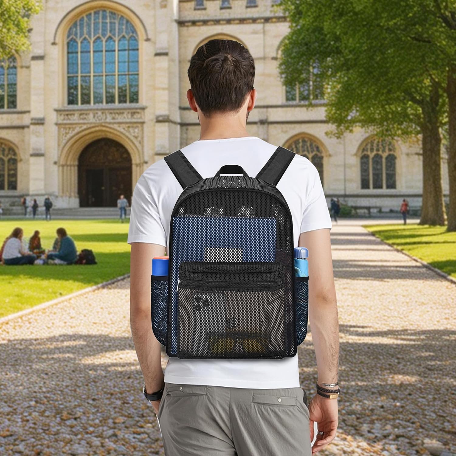 Heavy Duty Semi-Transparent Mesh Backpack,See Through College Student Backpack, — image 5