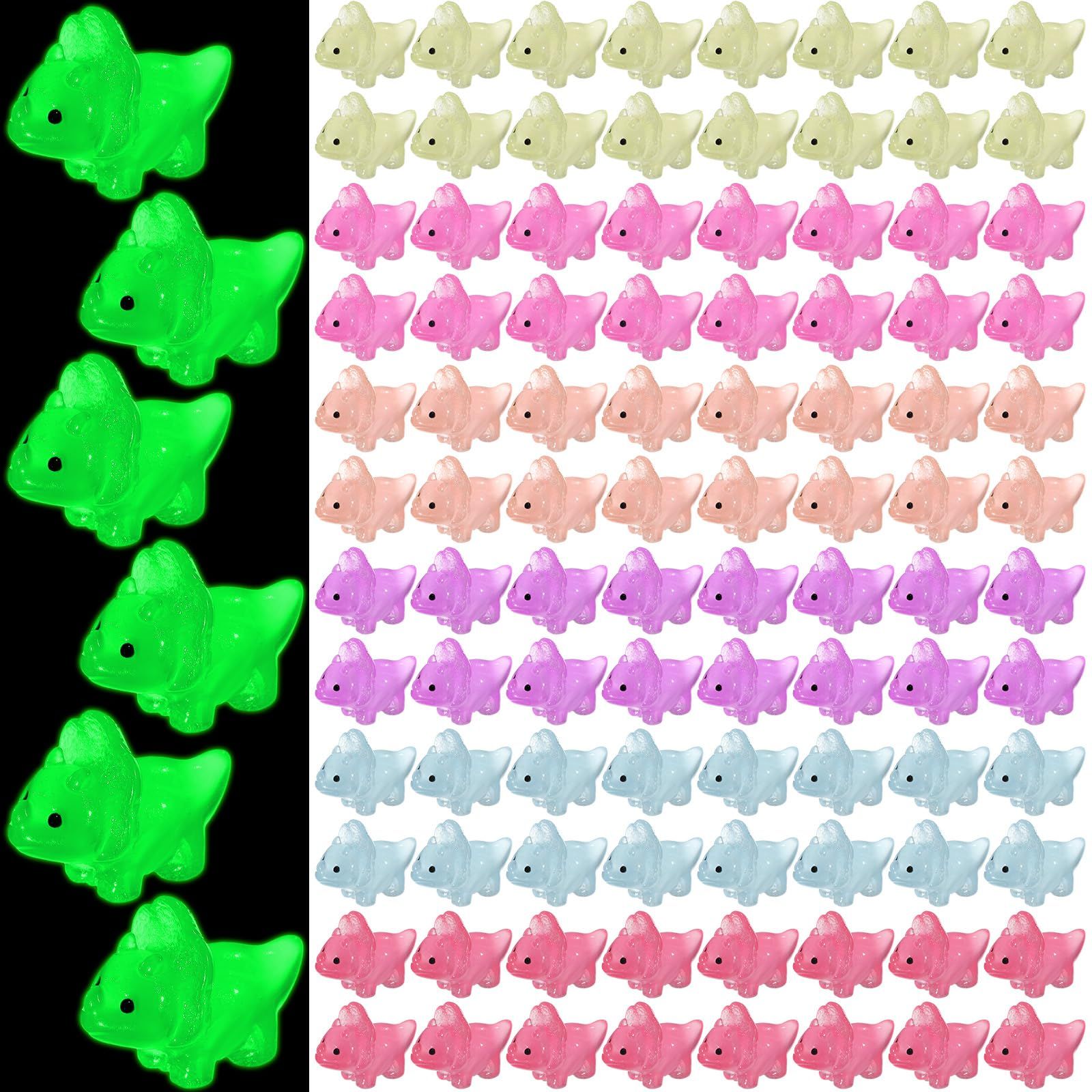 96 Pcs Luminous Mini Dinosaur Toys Glow in The Dark Dinosaur Figures Resin Small Dinosaur Figurines Tiny Dino for Garden Landscape
