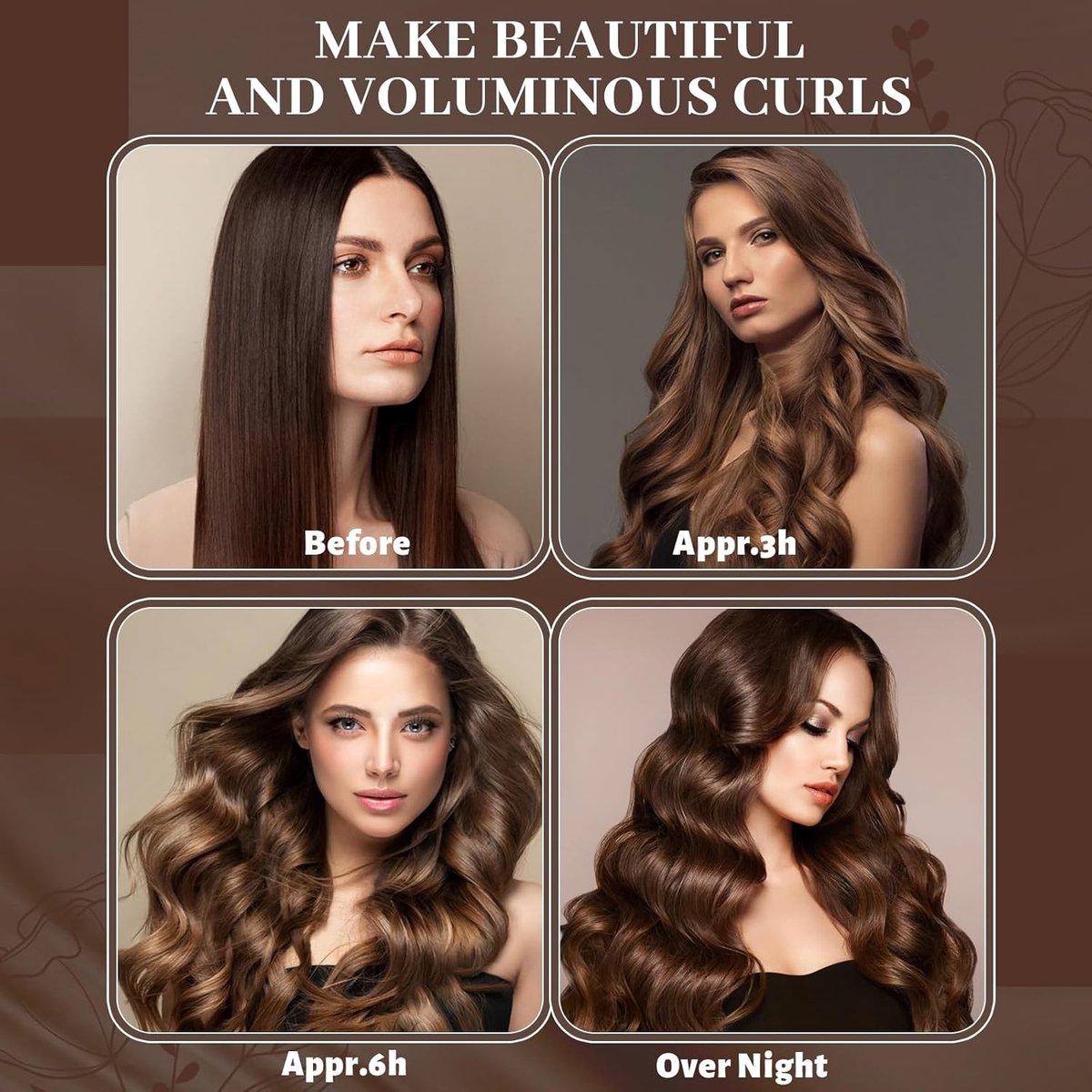 Heatless Curls - 3 Pieces - Satin - For Voluminous Curls - Curlers - Hair Rollers - Heatless Blowout Set - Heatless Curls Tool - Curls Without Heat - Curly — image 4