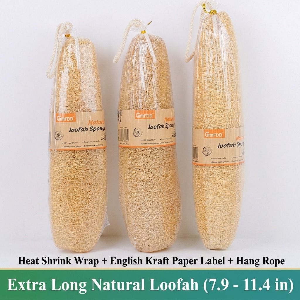 Natural Long Loofah Sponge for Kitchen Cleaning, Non-Stick Dish Scrubber, Eco-Friendly Plant Fiber Scouring Pad with Hanging Rope, Versatile for Pots, Pans — image 2